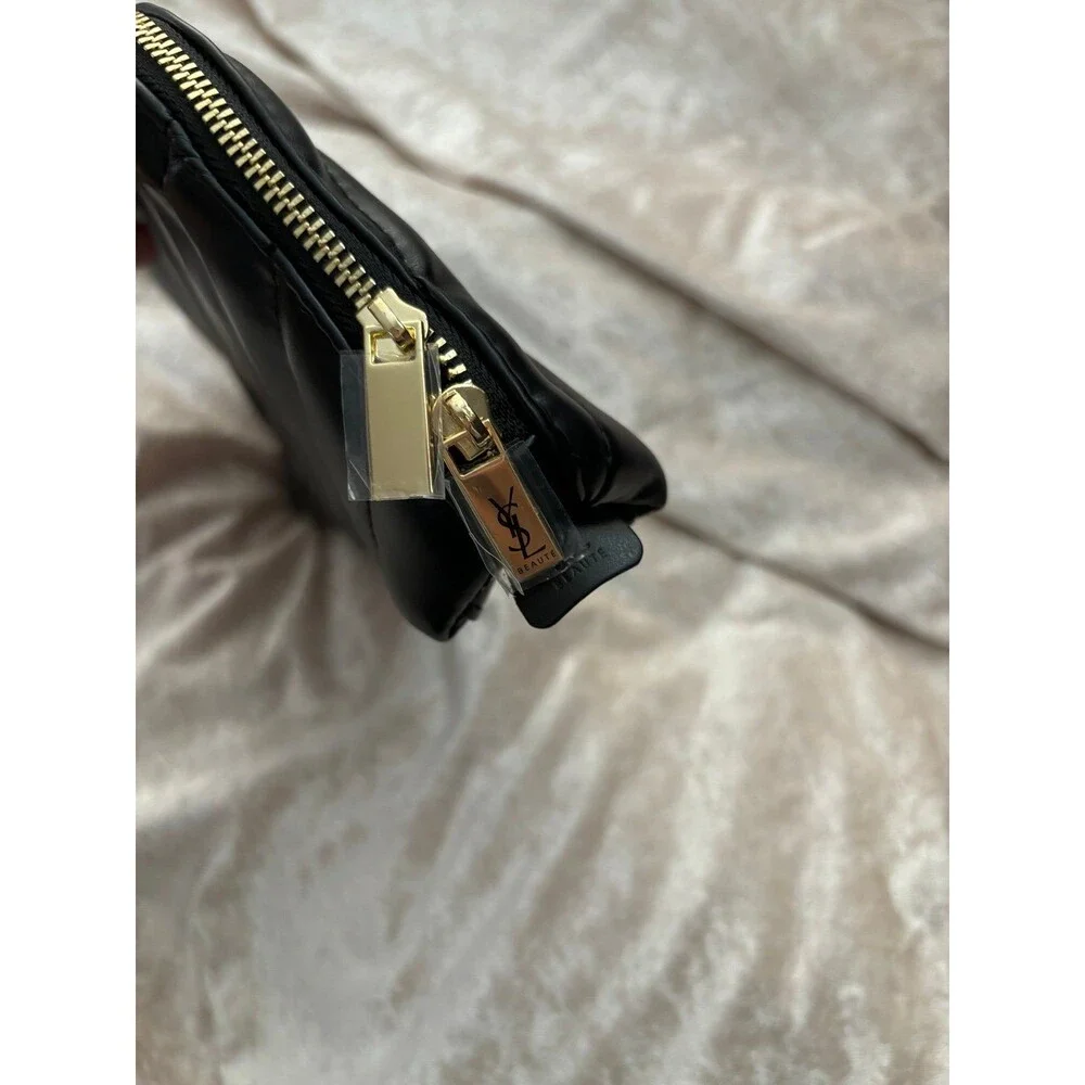 YSL black leather cosmetic Trousse